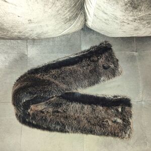 FRONT GATE INFINITY SCARF LUXURIOUS FAUX FUR BLACK WITH GRAY HIGHLIGHTS